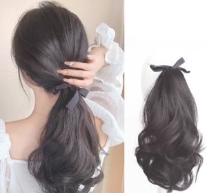 Eshylala Tóc đuôi ngựa tóc đuôi ngựa tự nhiên thời trang tóc giả tóc đuôi ngựa tóc đuôi ngựa tự nhiên băng bó hoa lê nữ