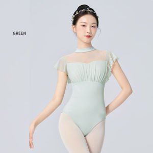 Women Black Ballet Leotard Short Sleeve Dance Leotard High Eelastic Gymnastic Bodysuit Teen Girls Balllerina Outfits for Dancing