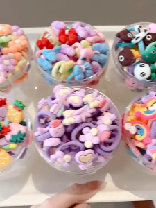 17KM 120Pcs Korean Cute Children Hair Ropes Elastic Seamless Rubber Hair Band Baby Ponytail Set Hair Ties