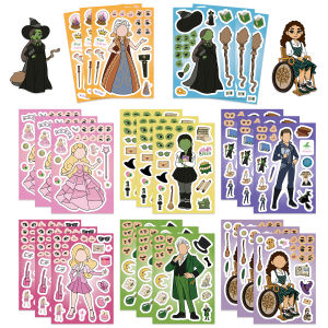 8/16/24Pcs Wicked Witch Collage DIY ปริศนาสติกเกอร์เกม Make A Face ตลกประกอบสติกเกอร์จิ๊กซอว์เด็กของเล่นเพื่อการศึกษา