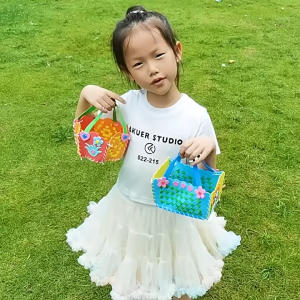 4Pcs DIY Kids Cute Handmade Flower Basket Sewing Kits Child Creative Craft and Sew Braided Storage Basket Set Toy