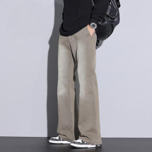 Quần Dài Ống Đứng Cotton Nguyên Chất Phong Cách Mỹ Cổ Điển Mùa Thu Đông Quần Dài Thường Ngày Cho Nam Quần Ống Rộng Thoải Mái