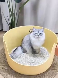 HOME PET C47 กระบะทรายแมว กระทะสัตว์เลี้ยง ห้องน้ำแมวขนาดใหญ่ กระบะทรายแมวรุ่นขอบสูง