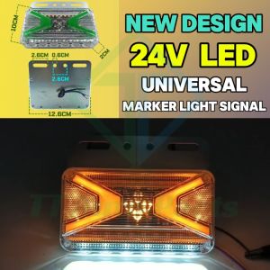Lampu Tepi 24V Cahaya LED Side Lamp Universal Flowing Signal Light (Merah/Kuning/Biru/Putih/Hijau) Lori Treler Trak