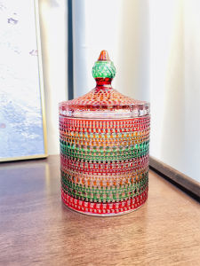 Colorful Candy Glass Storage Box Home Jewelry Storage Container Nut Dry Fruit Jar Decorative Sugar Cylinder for Kitchen Table
