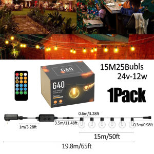 G40 Outdoor Lights Garland DIY String Lights Remote Control Lights Bulbs for Patio Garden Outside Backyard Christmas Decoration
