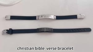 Religious Bible Verse Bracelet Black Stainless Steel Silicone Christian Bracelets For Men Women Jewelry