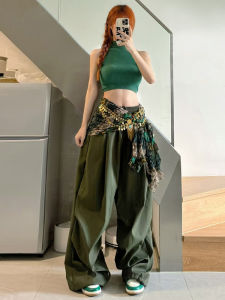 Summer Jazz Dance Top Sleeveless Wide Leg Workwear Pants Dance Suit Hot Girl Performance Clothes Korean Style Slim Fit Tshirt