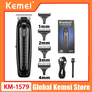 Kemei | Kemei 1579 PRO Cordless Hair Trimmer Barber 0mm Zero Gapped Clipper Finish Cutting Machine Detailer High Performance Low Profile