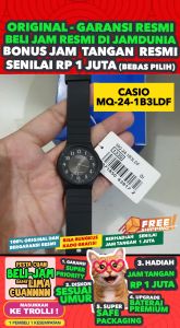 CASIO ORIGINAL - CASIO MQ-24-1B3L - MEN - Black - Resin Band - Jam dunia JD17ST # Jam Tangan Pria Cowok Anti Air Digital Analog + CASIO MQ 24 1B MQ-24 24 MQ24 MQ-24-1B $ WR0 STR KC7 HT7