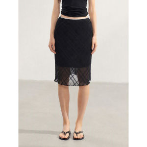 withmin | Summer Slimming Black Mid Length Pencil Skirt