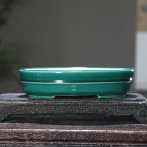 Purple Sand Flower Pot Ceramic Bonsai Basin Oval Small Basin Calamus Basin Mitao Township Middle Line Waist round Desktop Japanese Style Small Basin