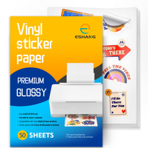 50 Sheets A4 Size Printable Glossy Sticker Photo Paper 8.3x11.7 Full Sheet Inkjet Self Adhesive Label For for Scrapbooking