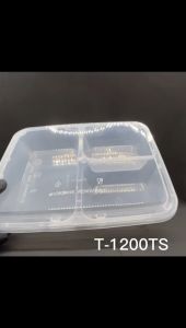 TAGE T1200TS 3 Compartment Lunch Box Dome LID / Tapau / Disposable Plastic Food Box - Bento Box - T1200TS (50pcs+-) Tage Container Plastic Tea Cups - Lazada