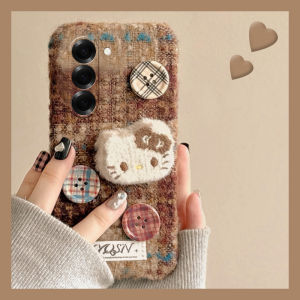 เคสโทรศัพท์มือถือลายนูนขนนุ่มสำหรับ Samsung Galaxy Z Fold 6 Z Flip 5 W23 W21 W22 ลายนูนสัตว์น่ารักแบบปิดหน้าจอ ปกป้องได้ดี