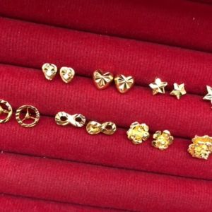 ทองปักก้าน ชุบทอง แบบเสียบติดหู ใส่อาบน้ำ ใส่ออกงาน รูปถ่ายจากสินค้าจริง