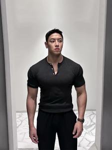 DAVID&ME | Henley Neck Short Sleeve T-Shirt