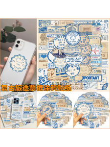 กระดาษตั๋วเดินทางสไตล์ย้อนยุค 50 ชิ้น ศิลปะการ์ตูนตกแต่งหนังสือบันทึก DIY ป้องกันน้ำ ป้ายติดโทรศัพท์มือถือ