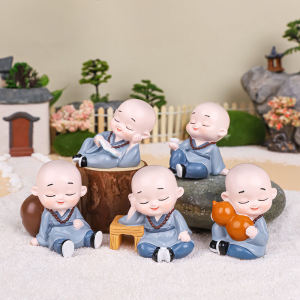 Cute Mini Monk Tea Table Desktop Decoration Creative Resin Craft Car Ornaments Scenic Spot Gifts Adorable Zen Spirit Decor