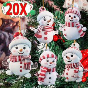 10/20Pcs Cartoon Christmas Snowman Acrylic Pendant / Xmas Tree Hanging Pendants Party Decoration / Christmas Tree Snowman Hanging Ornaments