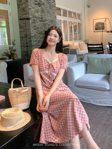 MASISI | Lace Grid Splicing Lightweight Slim Summer Dress