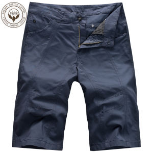 2023 ฤดูร้อนใหม่กางเกงยีนส์ผู้ชายผ้าฝ้ายอินเทรนด์ห้ากระเป๋าหลวมกางเกงขนาดใหญ่สีกากี