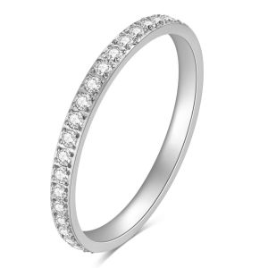 Full Small CZ Zircon Channel Setting Stainless Steel Engagement Rings for Women