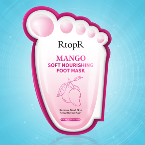RtopR FDA มะม่วง กระเป๋าใส่เท้า 1 ชิ้น ไวท์เทนนิ่งและความชุ่มชื้น กำจัดผิวหนังที่ตายแล้ว การดูแลเท้า Mango Remove Dead Skin Exfoliating Foot Membrane