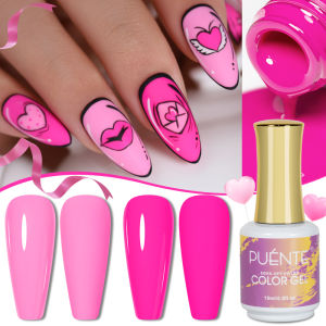 PUENTE 15ML Pink Color Gel Nail Polish Romantic French Manicure Nail Gel Soak Off UV Nail Art Varnish For Valentines Day