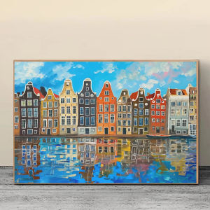Jigsaw Puzzle Modern Amsterdam Canal Houses Row Building Art For Adults Great Perfect Family Fun Relaxing Brain Teaser Gift