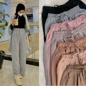celana kulot crincle wanita kekinian viral bahan airflow terbaru