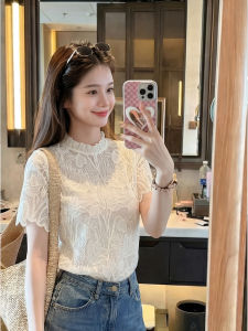 PAIBOLI | Áo Sơ Mi Thời Trang Cổng Dây Ren Trắng Tay Ngắn Kích Cỡ Lớn Mùa Hè