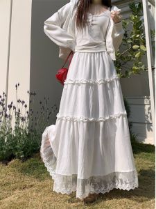 Váy Midi Chữ a Cạp Cao Ren Xếp Ly Mềm Mại Phong Cách Hàn Quốc Cho Nữ Mùa Thu 2025 Váy Midi Dài Xếp Ly Dáng Chữ a Tôn Dáng