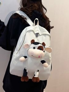Cute High Aesthetic Value Cow Pattern School Bag Large Capacity Backpack for Girls Middle And High School Students College Students