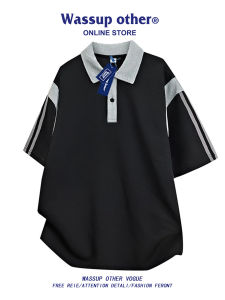 Patchwork Turn-Down Collar Summer Casual Men T Shirt Loose Fit