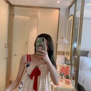 Setelan baju tidur wanita dewasa lengan kutung celana pendek bahan katun polyester adem licin serap keringat motif karakter animasi lucu full kan