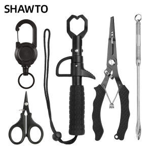 Shawto Aluminium Alloy Fishing Gripper Professional Fishing Lip Grabber Tool Fish Scissors Clip Fish Control Tackle Pliers Gear