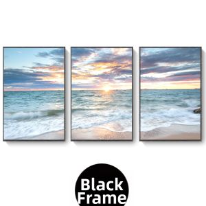 Nordic Modern Beachscape Three-panel Decorative Wall Art