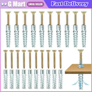 50/10Sets New Metal Expansion Tube Pipe Self Tapping Screw Drilling Plug Solid Serrated Thorny Wall Anchor Expansion Bolt Home Improvement