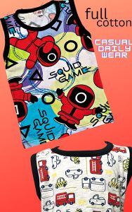 T-SHIRT TANPA LENGAN BUDAK KIDS SINGLET BOYS FULL PRINT SLEEVELESS T-SHIRT BOYS CLOTHING BAJU BUDAK LELAKI 100% COTTON