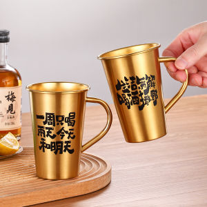 Creative Stainless Steel Beer Mug 500ml Outdoor Camping Shatterproof Bar Commercial Use with Handle Outdoor Camping Cup