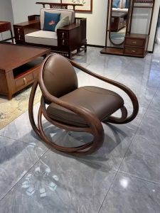 New Chinese Style Solid Black Walnut Wood Single Person Rocking Chair for Hotel Balcony Living Room Home Use Leisure Furniture