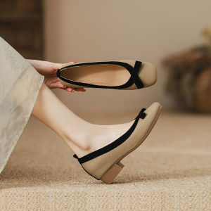 Soft Bottom Color Block Work Shoes Womens Slip-On Bean Bean Shoes Small Size Comfortable Commute Fashion Single Shoes