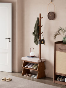DONGMU | Winter Wood Real Wood Changing Shoe Bench Coat Hanger Storage Rack