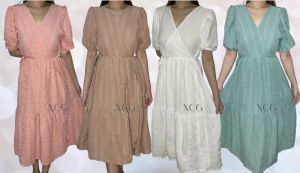 Moira Tie Wrap Midi Dress Short Sleeves Adjustable Casual Office Event Layer Dress