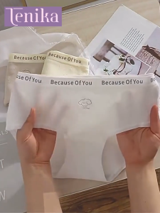 TENIKA กางเกงในผู้หญิง เอวกลาง ผ้าฝ้ายแท้ กางเกงชั้นในเด็กผู้หญิงน่ารัก ไร้ขอบ KNI-121