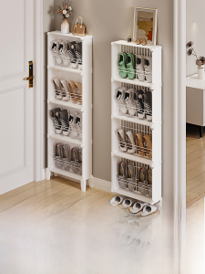 Ultra-Thin Simple Home Entrance Wall Shelf Small Narrow Shoe Rack Door Back Storage Cabinet Modern Minimalist Style Plastic