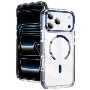 Luxury Magnetic For Magsafe Wireless Charge Clear Phone Case For iPhone 17 Air 13 15 14 16 Pro Max Plus Metal Photo Frame Cover