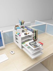 Document Rack With Tissue Box Paper File Rack Paper Office Storage File Organizer Paper Tray Dokumen Rak Pen Petak