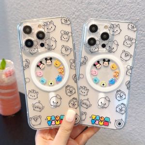 Crashstar Magsafe Phim Hoạt Hình trong suốt dễ thương Rõ Ràng Chống Sốc vỏ điện thoại Cho iPhone 15 14 Pro Max Cộng Với 13 12 11 Pro Max Không Dây Sạc Ốp điện thoại silicon mềm Bìa Với Ống Kính bọc hoàn toàn Bảo Vệ Máy Ảnh